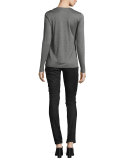 Drapey Tencel® Long-Sleeve Long Lean Top, Ash 