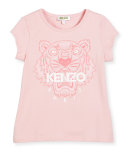 Short-Sleeve Tiger Jersey Tee, Light Pink, Size 2-5