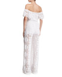 Brisa Off-The-Shoulder Lace Jumpsuit Coverup