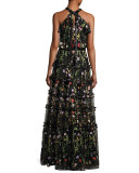 Glory Garden Tiered Halter Maxi Dress, Black