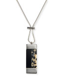 Adjustable Colorblock Pendant Necklace, Raffia/Black