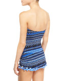 Geometric-Print Bandeau Swimdress