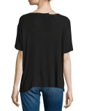 Rikke Short-Sleeve Jersey Top w/ Chain, Black