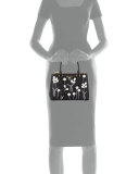 Galleria Mini Floral Double-Zip Tote Bag, Black/White (Nero+Bianco)