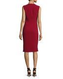 Sadie Sleeveless Stretch Crepe Sheath Dress, Oxblood