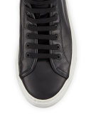 Tournament Leather High-Top Sneaker, Black