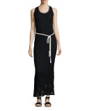 Sleeveless Crochet Maxi Dress, Black