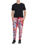 Tie-Dye Moto Jogger Pants, Red/Blue