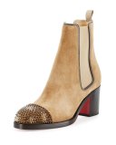 Otaboo Spike-Toe 70mm Red Sole Bootie, Camel