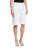 Rivington Pleated-Front Trouser Shorts, White