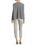 Oversized Ribbed V-Neck Sweater, Nickel