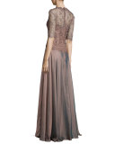 Lace & Taffeta Sweetheart Gown, Cocoa