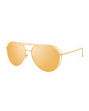 Open-Inset Aviator Sunglasses, Gold