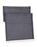 Reversible Wool Stencil Scarf, Sand/Blue