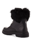 Patty Fur-Collar Hiker Boot, Black