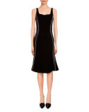 Sophia Sleeveless Flounce-Hem Dress, Black