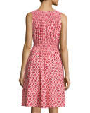 v-neck fit-&-flare ikat dress, red chestnut/surprise coral