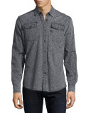 Landoh Printed Denim Shirt, Gray