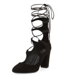 Bebe Suede Lace-Up 85mm Pump, Nero