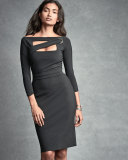 Peekaboo Cutout Sheath Dress, Nero (Black)