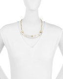 Colorblock Crescent Howlite Bib Necklace, Silver