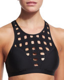 Square Up High-Neck Swim Top