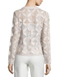 Leather New Leaf Mesh Jacket, Ecru