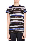 Short-Sleeve Cactus-Striped T-Shirt, Blue/Cobalt Stripe