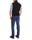 Trofeo Wool Vest w/Leather Trim, Navy