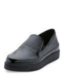 Patent Saffiano Skate Sneaker, Nero