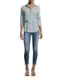 Stunner Zip Ankle Step Fray Jeans, Blue