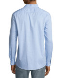 Beven Mel Dot-Print Long-Sleeve Sport Shirt, Cadet Melange