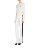 Tuxedo-Stripe High-Waist Pants, White/Black