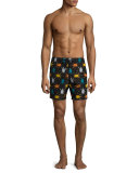 Mahina Sushi Japan Turtles Swim Trunks, Black