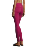 High-Waist Shirred-Panel Leggings, Merlot