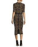 Scoop-Neck Floral Tank Dress, Black