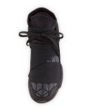 Qasa Men's Reflective Print High-Top Trainer Sneaker, Black