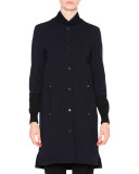 Long Bomber Techno Coat, Navy