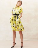 sunny daisy silk organza shirtdress, yellow