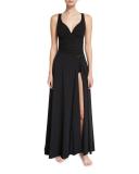 Rodeia Jersey Wrap Coverup Maxi Skirt, Black