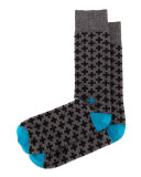 Cross-Print Knit Socks, Charcoal/Black