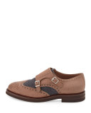 Suede & Felt Monk-Strap Loafer