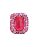 Marbella Rubellite Cabochon Ring in 18K Rose Gold, Size 6.5