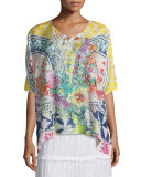 Short-Sleeve Limonada-Print Tee, Multi Colors