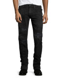 Brenner Slim-Fit Distressed Jeans, Black