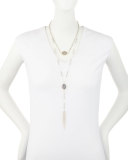 Howlite & Sunstone Long Double-Row Necklace, White