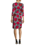New Julian Two Jersey Wrap Dress, Poppy Chain Rose
