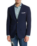 Cashmere Three-Button Sport Coat, Navy