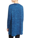 Brushed Knit Long-Sleeve Tunic, Blue Lagoon