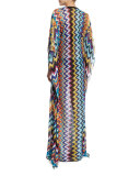 Zigzag-Print Long Caftan Coverup